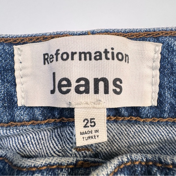 Reformation Jeans Women's Size 25 Blue Cotton Lisa High Rise Straight Stretch - Picture 5 of 16